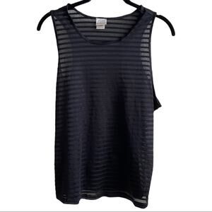Gillian & O’Malley Black Sheer Striped Tank Top